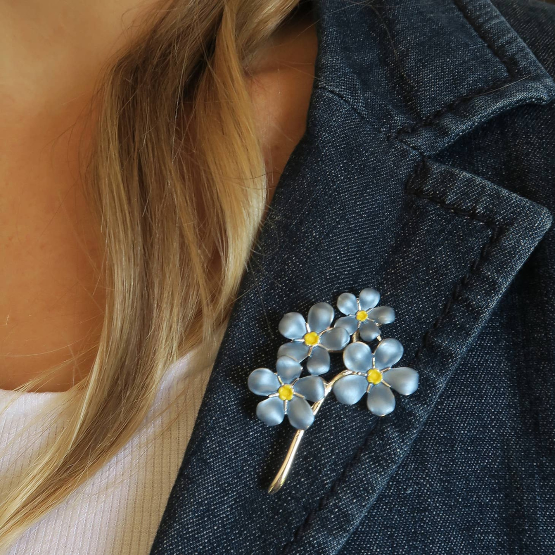 Forget Me Not Blue Flower Brooch