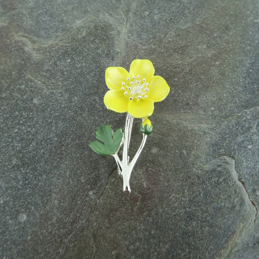 Buttercup Yellow Flower Brooch