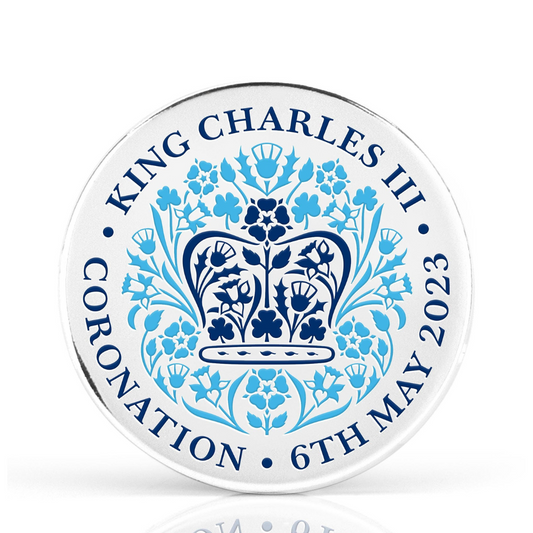 King Charles Official Coronation Pin Badge Deluxe Brass Etched