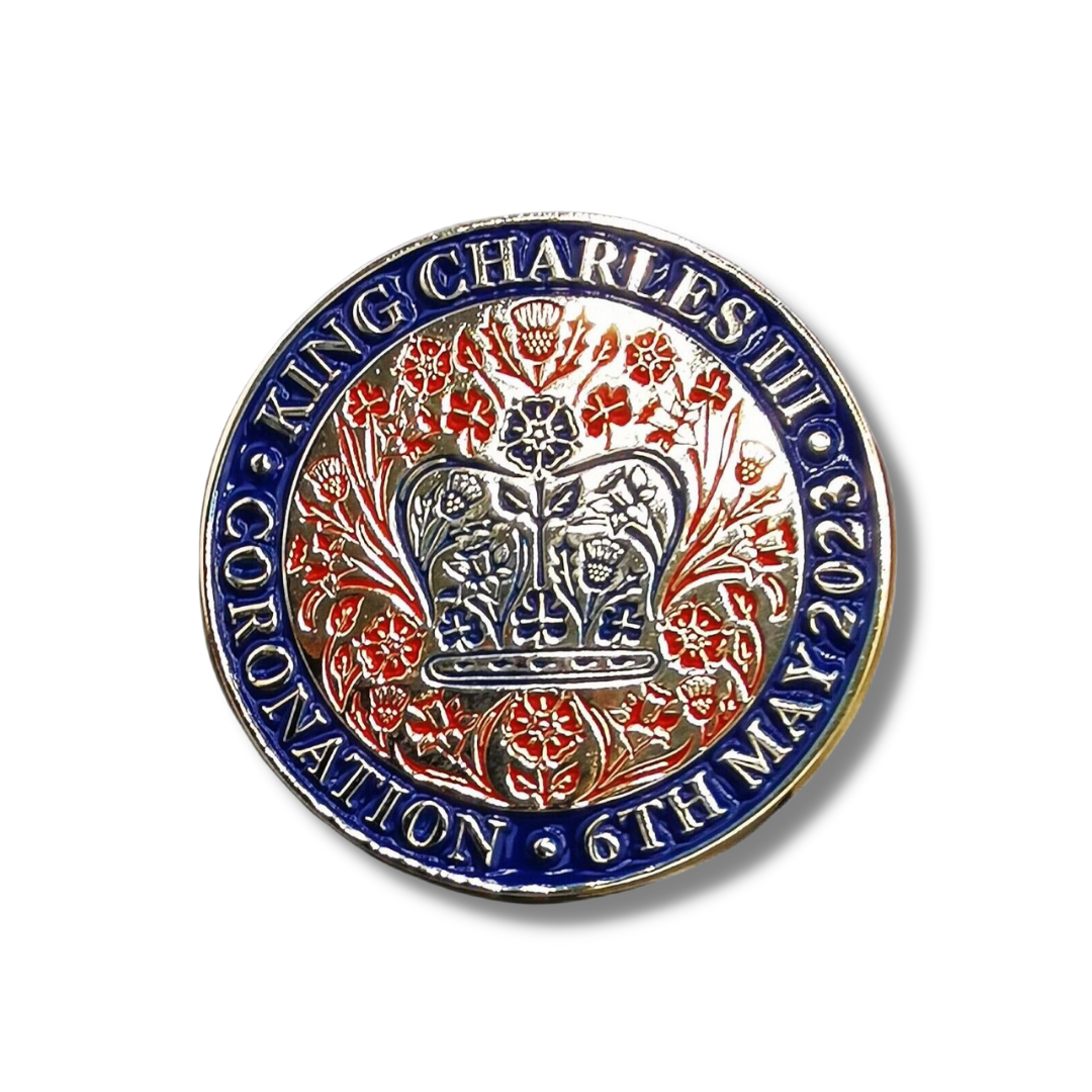 King Charles III Engraved Official Coronation Emblem Pin Badge