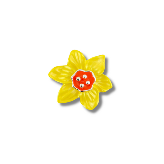 Daffodil Yellow Flower With Orange Centre Brooch