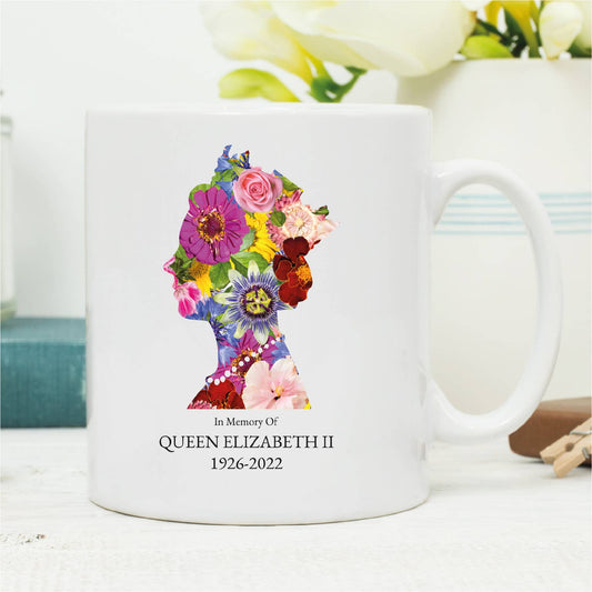 Queen Elizabeth 1926-2022 Memorial Mug Bright Flowers