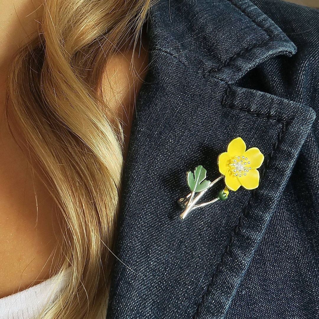 Buttercup Yellow Flower Brooch