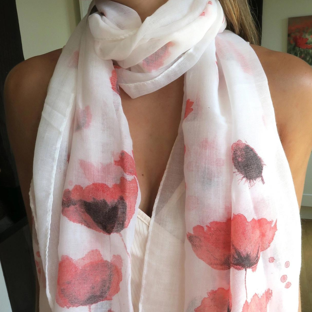 Large Red Flower Scarf