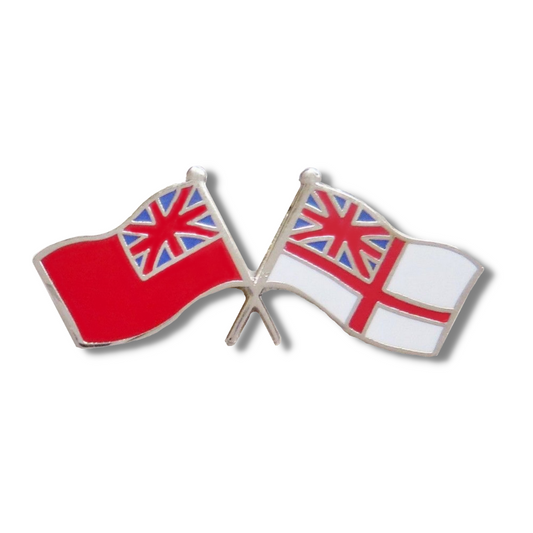 Royal Navy White Ensign & Merchant Navy Red Ensign Friendship Pin Badge