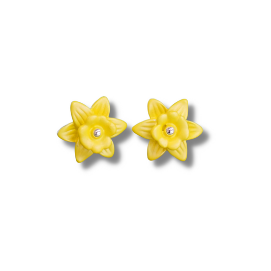 Daffodil Yellow Flower Mini Stud Earrings