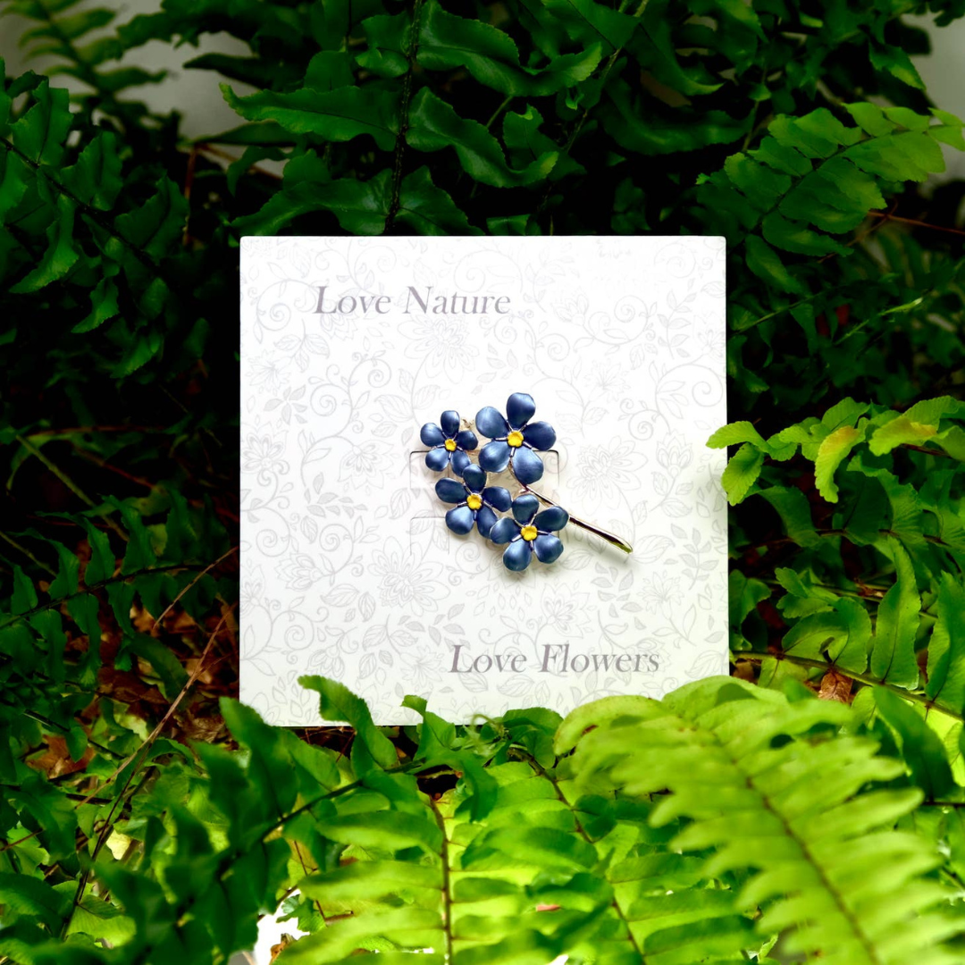 Forget Me Not Blue Flower Brooch