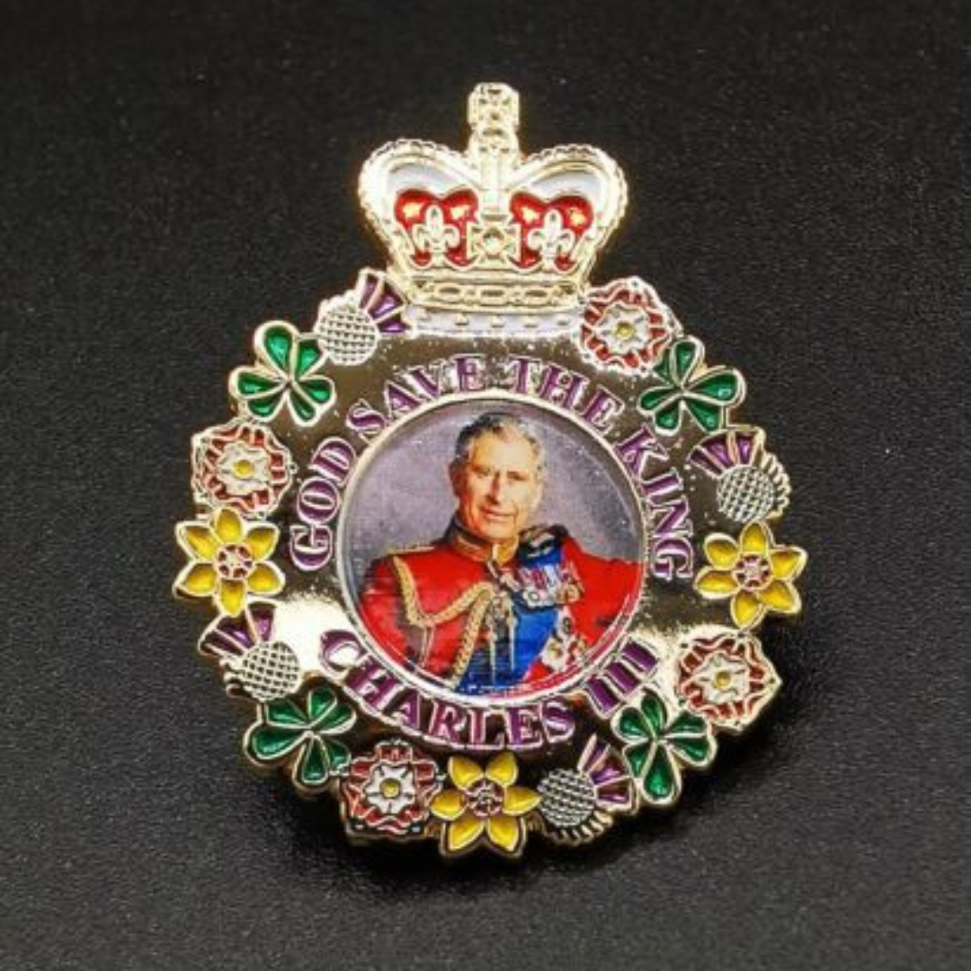 King Charles III Portrait Memorabilia Pin Badge