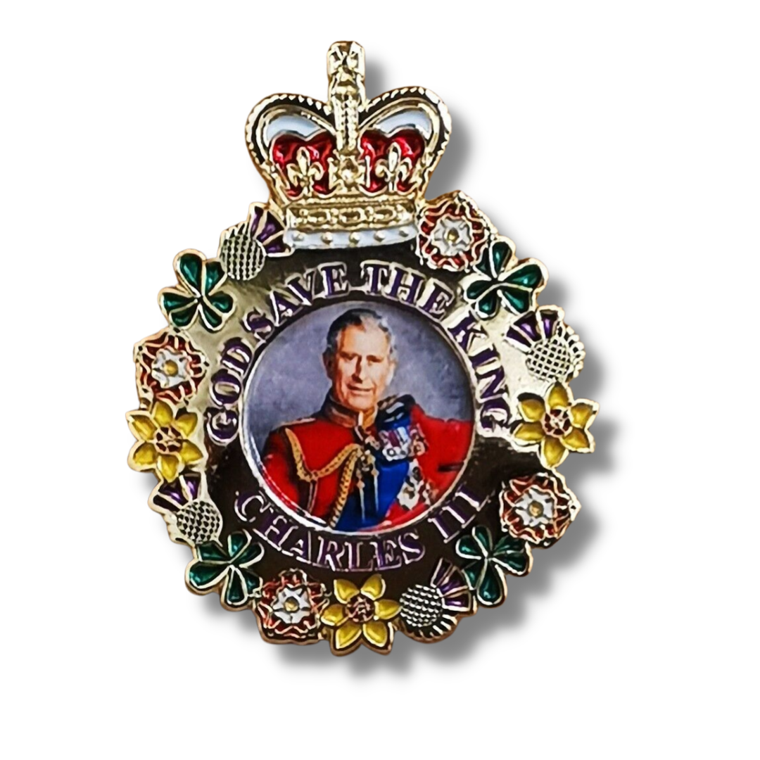 King Charles III Portrait Memorabilia Pin Badge