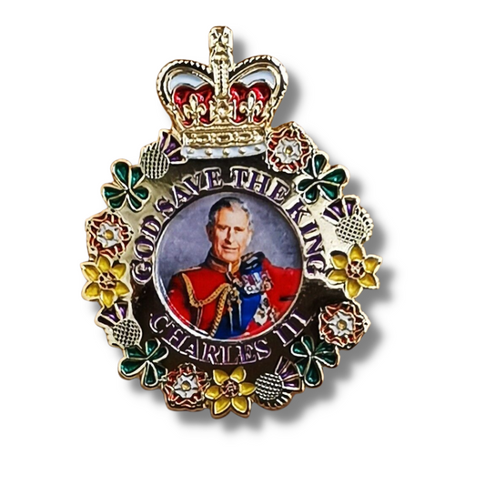 King Charles III Portrait Memorabilia Pin Badge