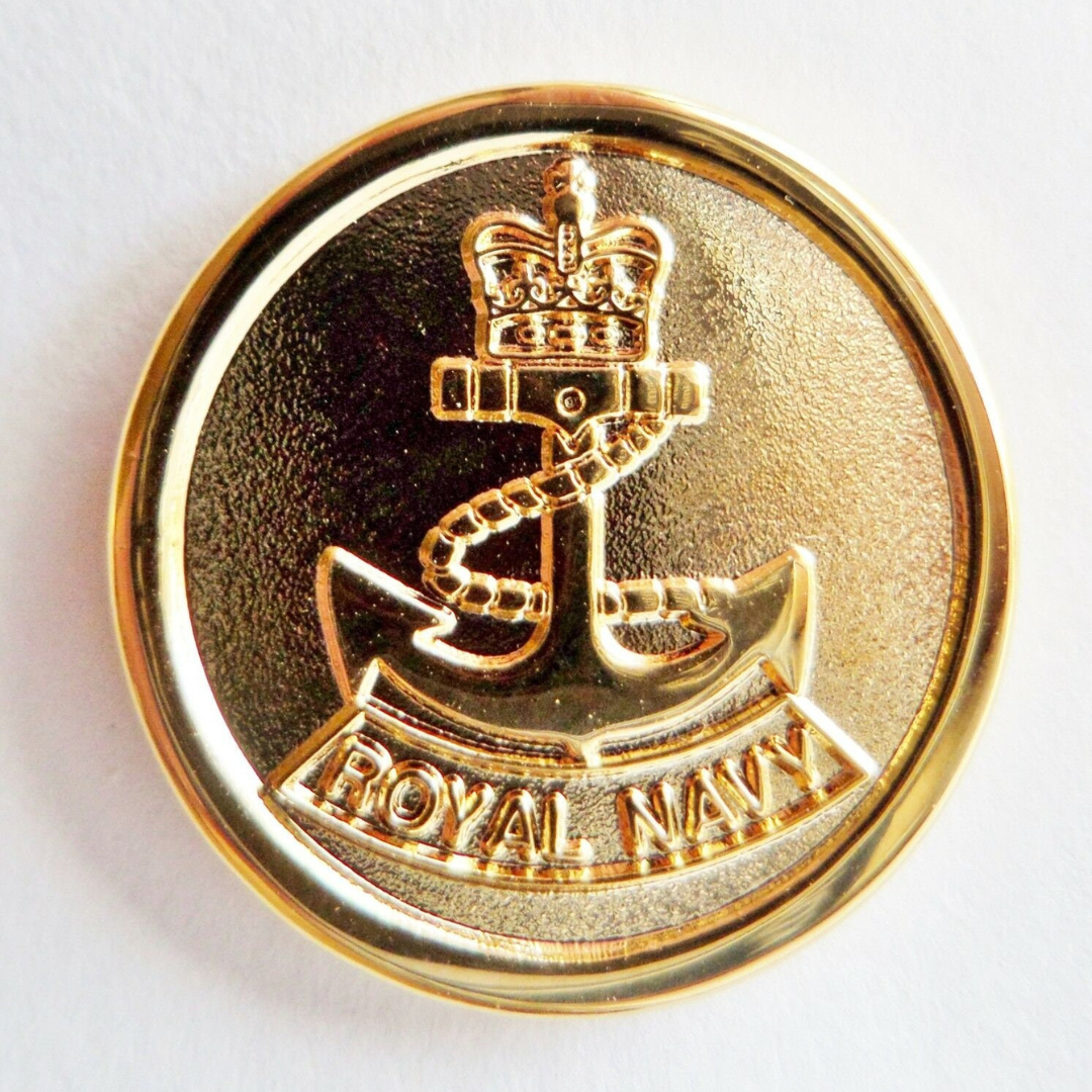 RN Crown and Anchor Gilt Pin Badge - MOD Approved
