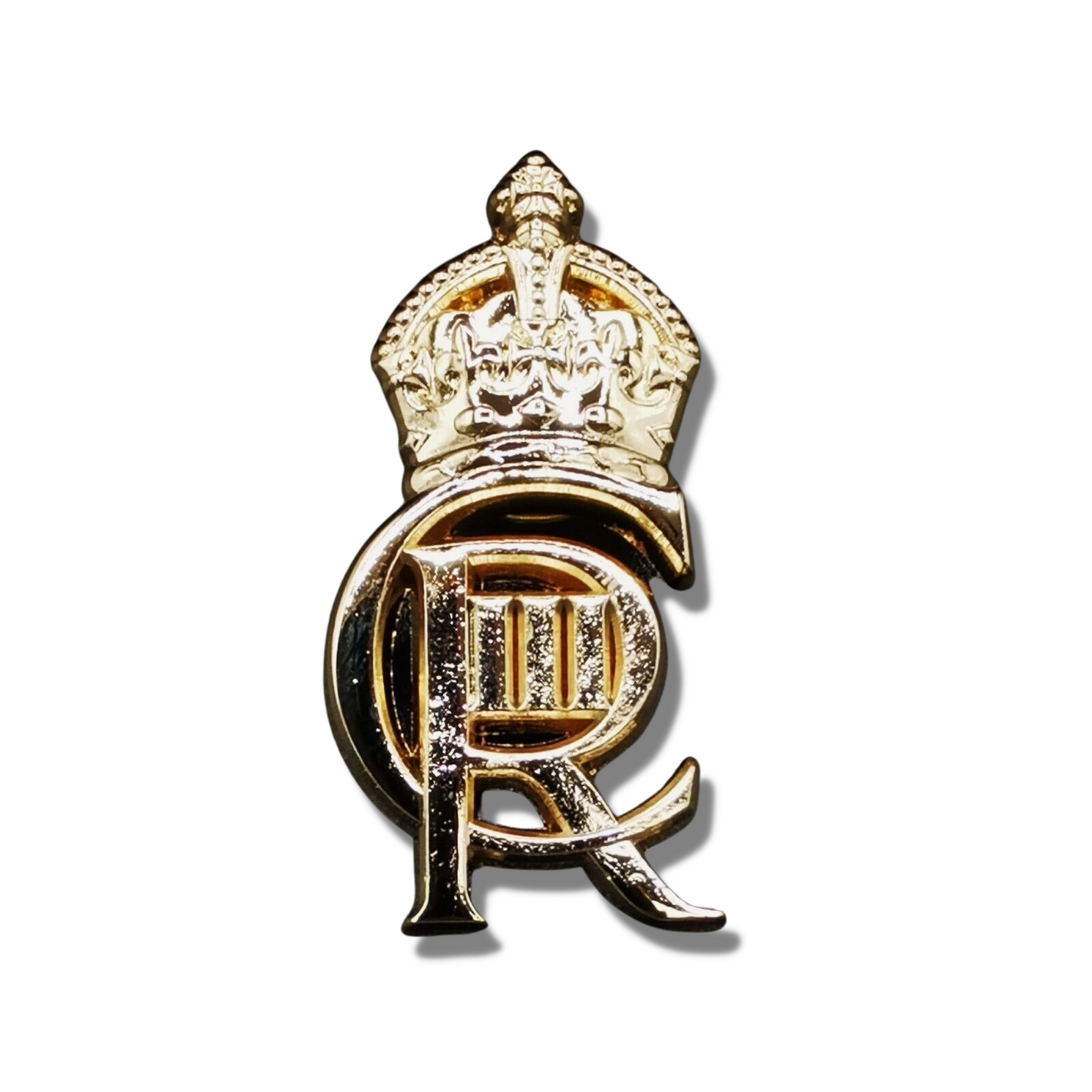 King Charles III Gold-Plated Royal Cypher Brooch