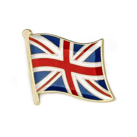 Wavy Union Jack Flag With Pole Badge