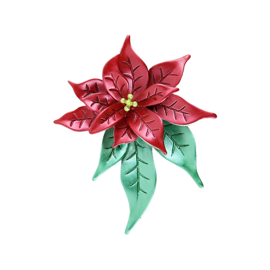 Poinsettia Flower Christmas Brooch