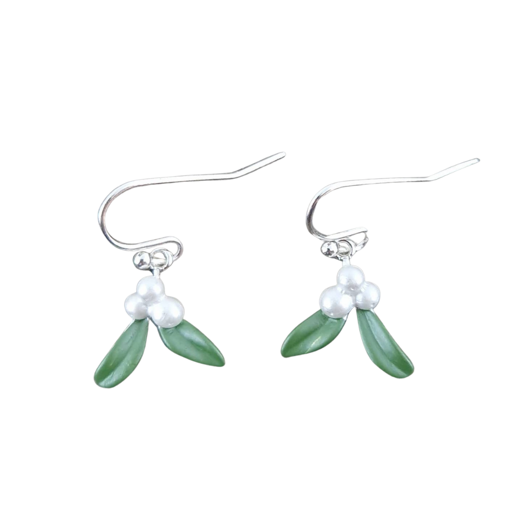 Mistletoe Christmas Drop Hook Earring