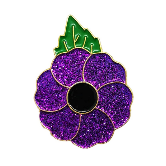 Purple Glittered Pin Badge