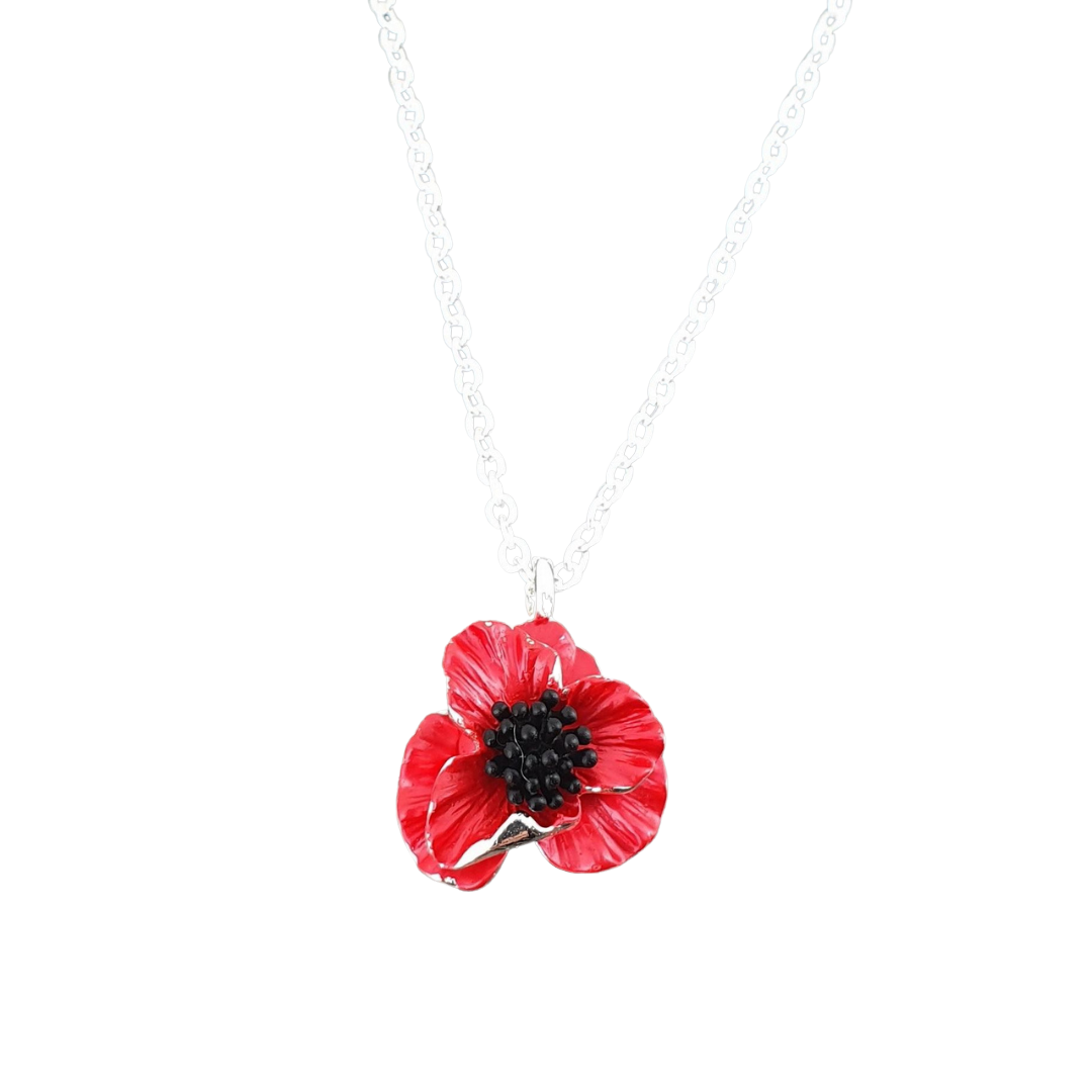 Red Flower Pendant Necklace