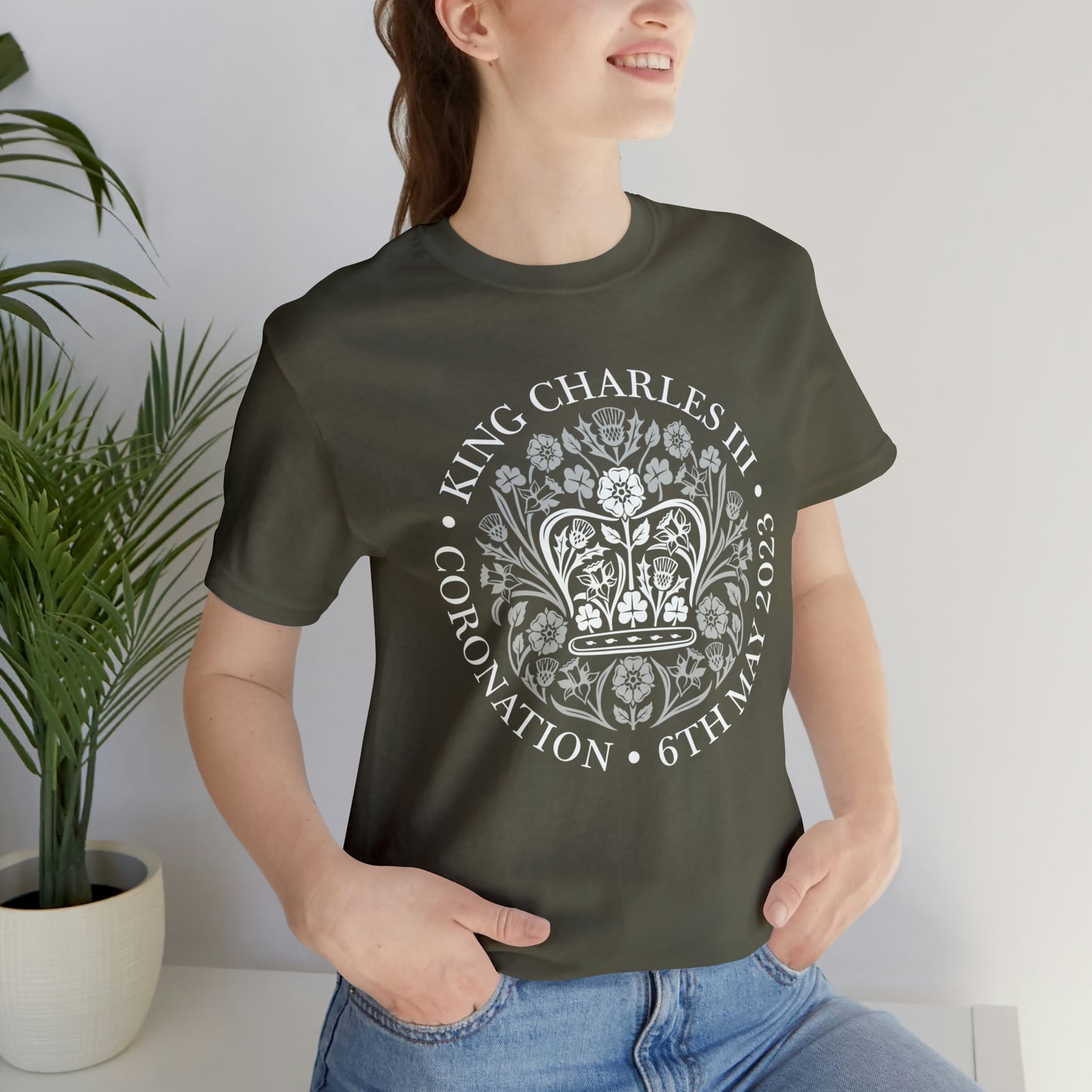 King Charles III Official Coronation Logo in white T-Shirt