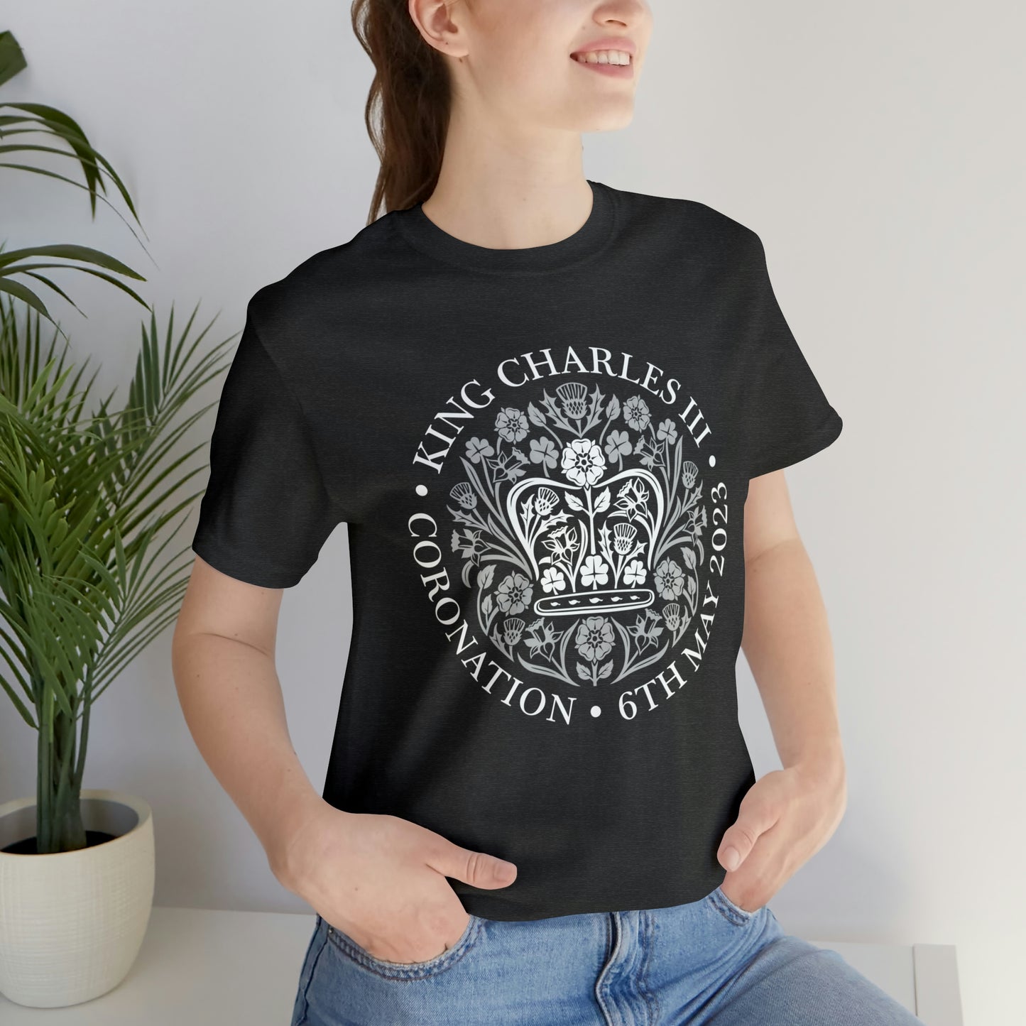 King Charles III Official Coronation Logo in white T-Shirt