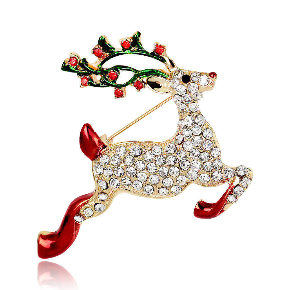 Reindeer Christmas Brooch Badge